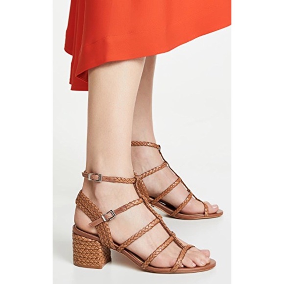Schutz Rosalia Strappy Block Heel Sandal in Deep Nude Leather, 7.5 - Picture 2 of 14
